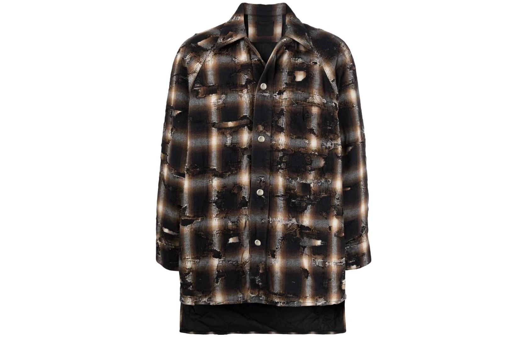 Givenchy FW22 Distressed Asymmetric Plaid Jacket Black Men’s BM00VC50Q7-009