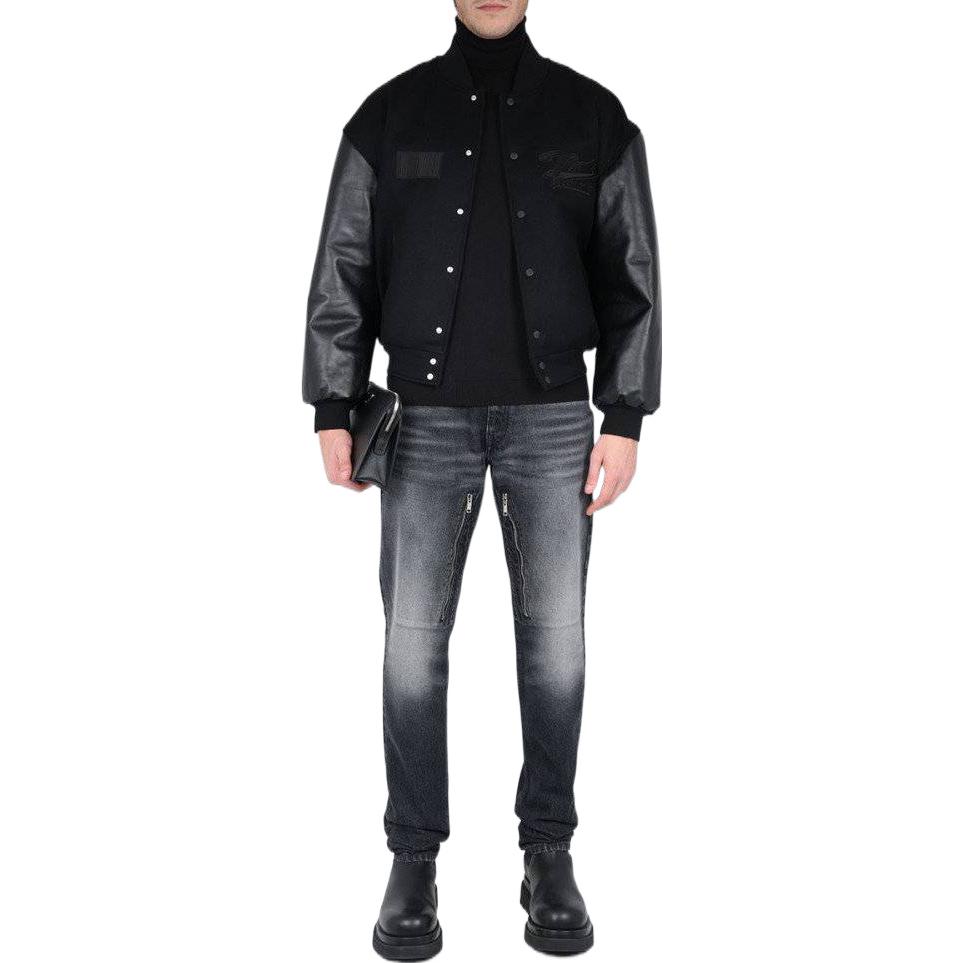 Shop Givenchy FW22 Jeans Distressed High-Waisted Pria Hitam/Putih. BM512W5Y3K-004