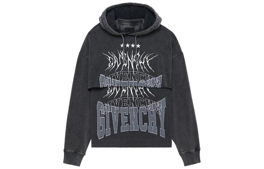 Givenchy FW22 Dual-Layer Letter Logo Hoodie Grey Fit BMJ0J73Y8T-020