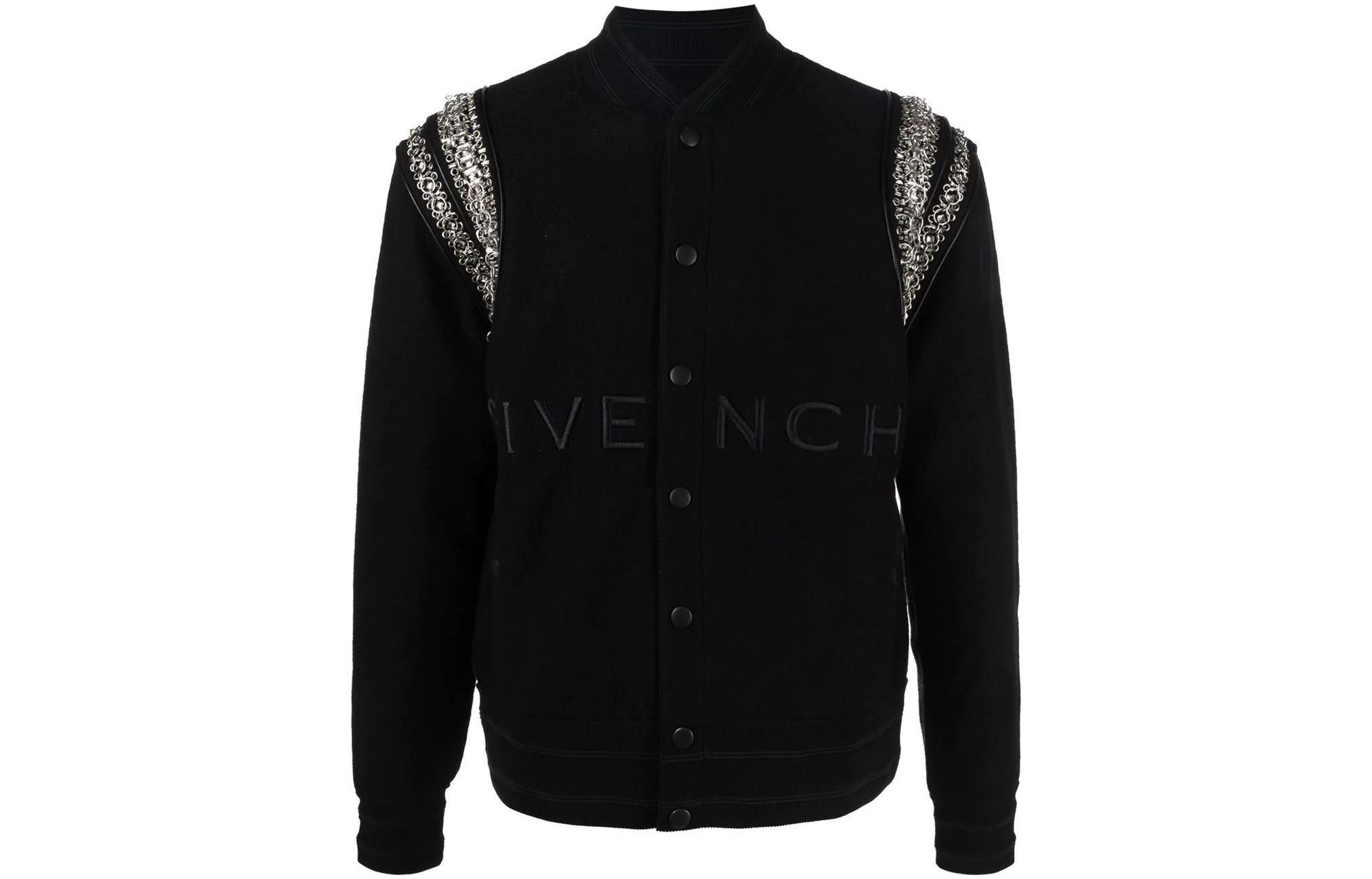 Givenchy FW22 Embroidered Chain Bomber Jacket Unisex Black BM00V14Y9L-001
