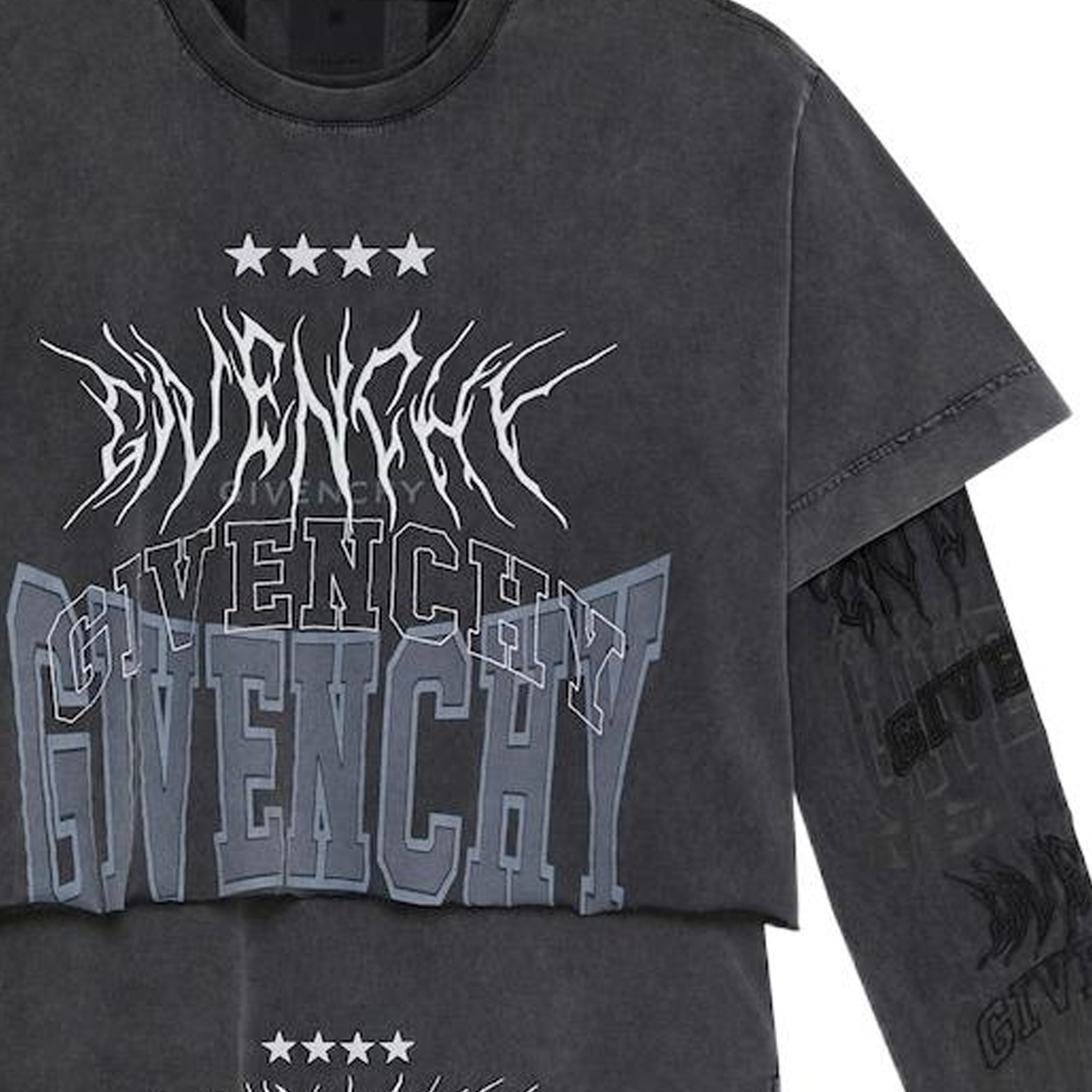 Sizing 紀梵希FW22層次感高領套頭灰色男士T恤 BM71FC3Y8T-020