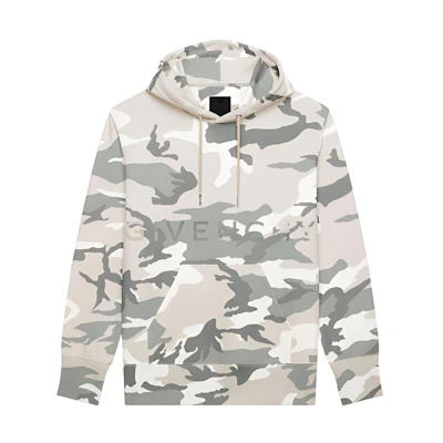 Givenchy FW22 Logo Camo Print Hoodie Beige Fashion Sweatshirt BMJ0GM30W2-274