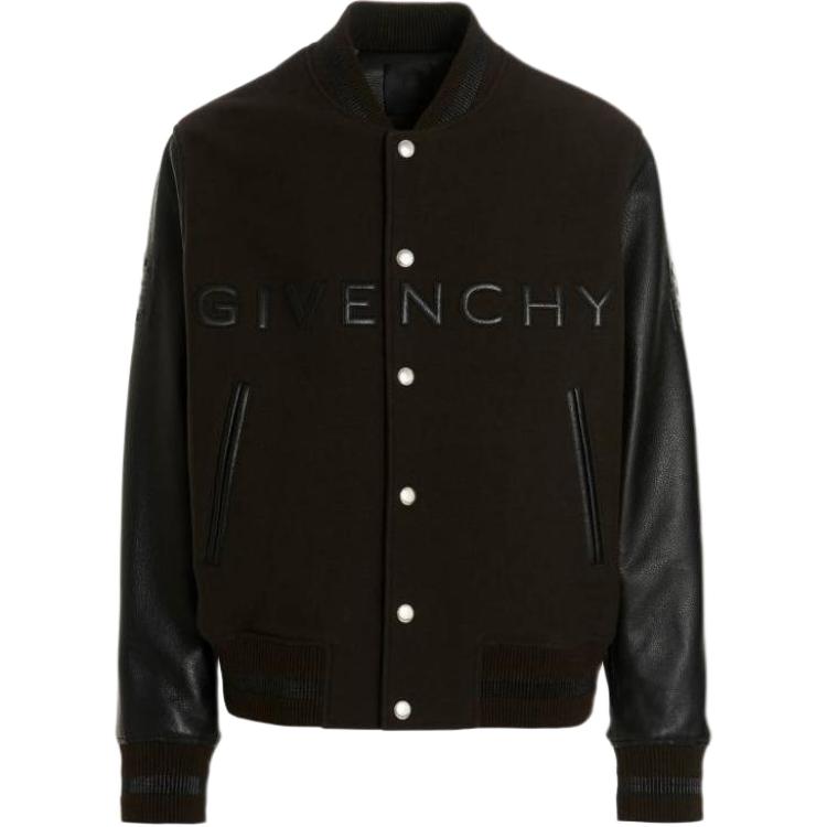 Givenchy FW22 Logo Print Baseball Collar Black Jacket for Men BM00YU6Y1F-203