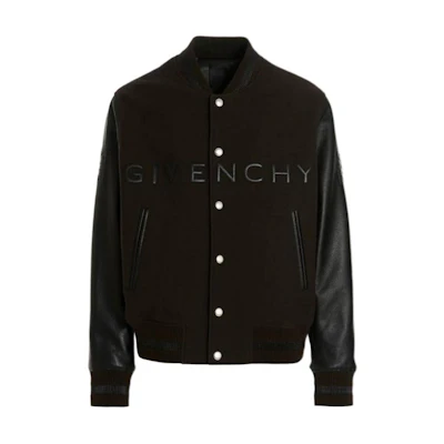 Givenchy FW22 Logo Print Baseball Collar Black Jacket for Men BM00YU6Y1F-203