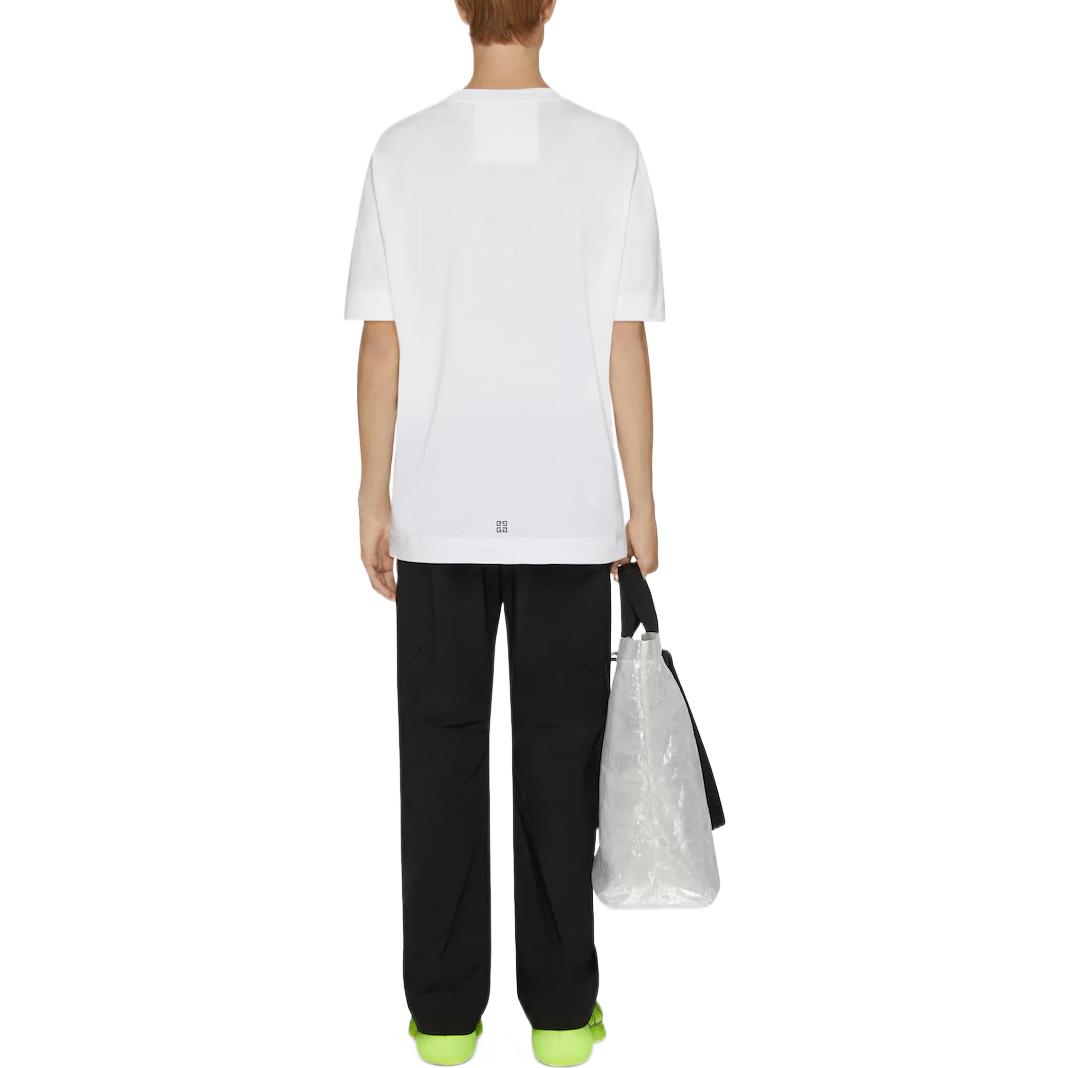 Lookbook GIVENCHY FW22 Kaos Pria Lengan Pendek Logo Print Crewneck Putih BM716N3YAC-100