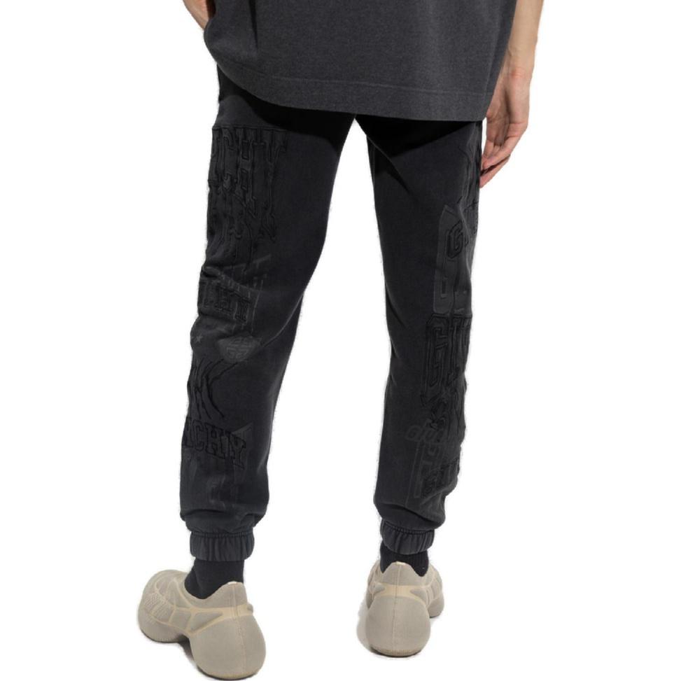 Shop GIVENCHY FW22 標誌印花中腰休閒褲 黑色 BM514M3Y7U-011