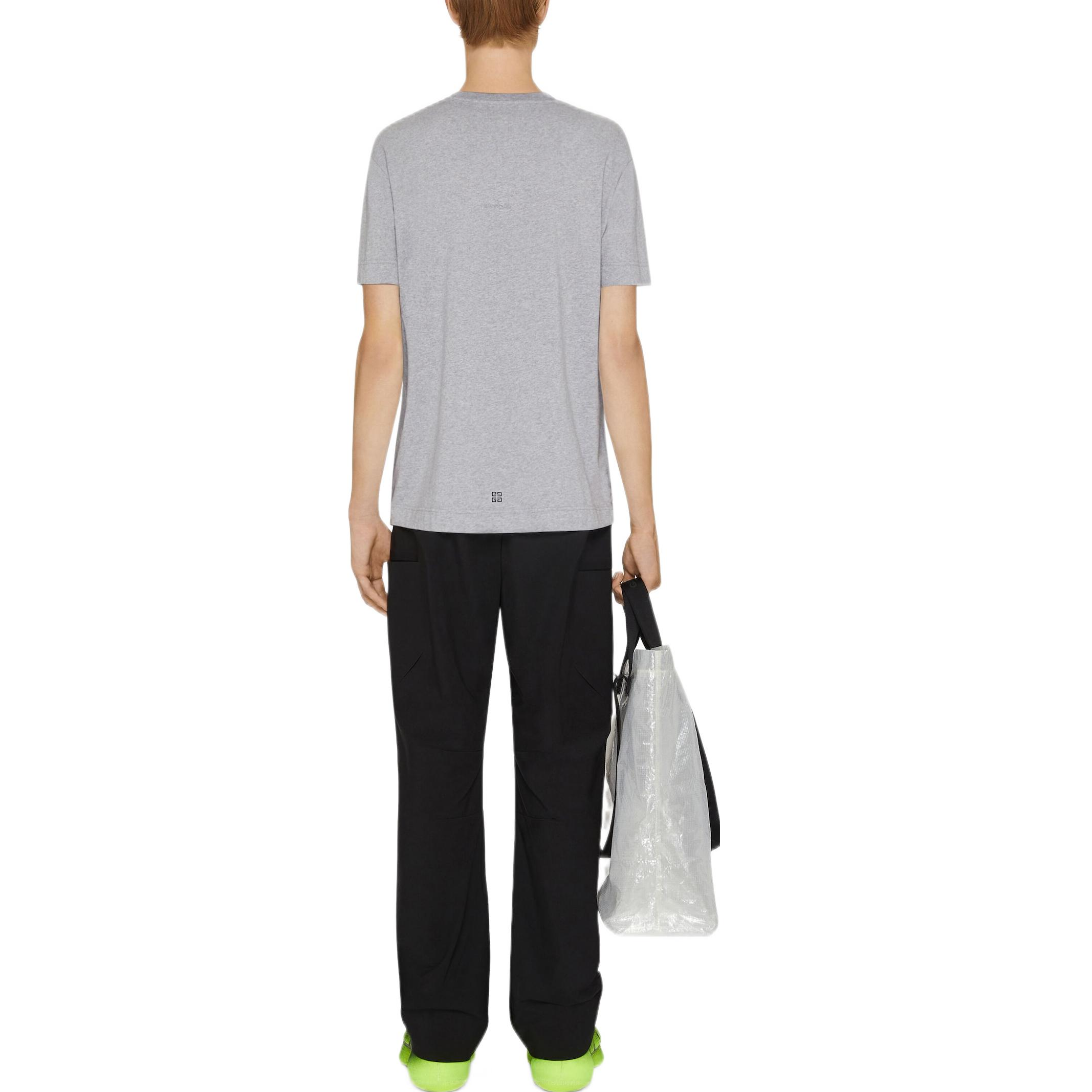 Shop 纪梵希FW22男士浅灰色logo印花短袖T恤 BM716G3YAC-055