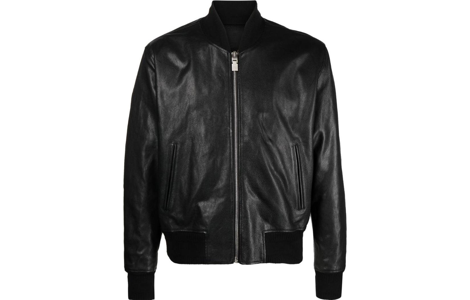 Givenchy FW22 Monochrome Leather Zip Jacket Black BM00XM611V-001