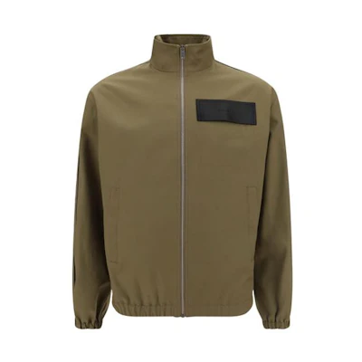 Givenchy FW22 Olive Green Solid Long-Sleeve Zip-Up Logo Jacket BM00Z714G1-280