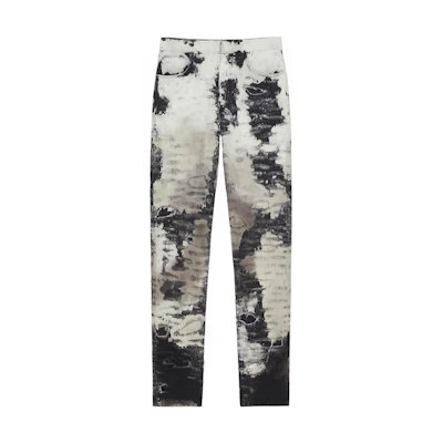 Givenchy FW22 Painted Distressed Slim Fit Black Jeans for Men BM50ST5Y33-116