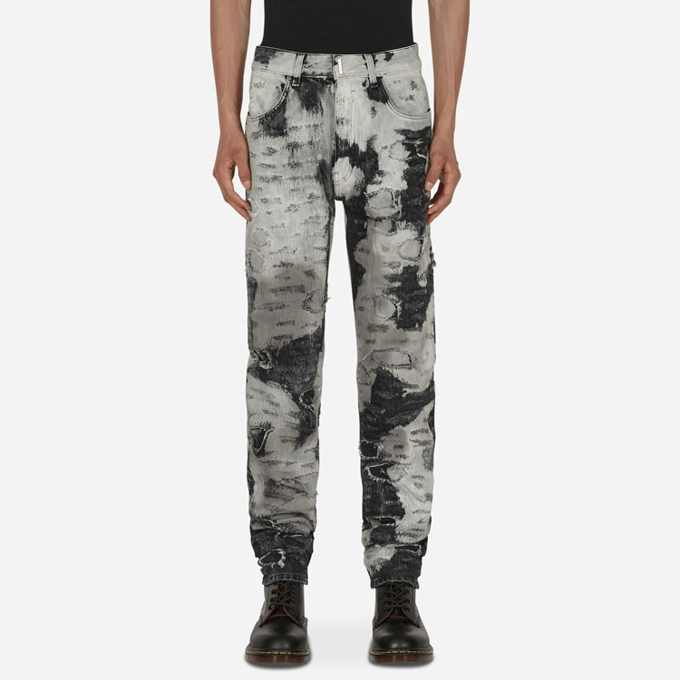 Shop 지방시 FW22 페인트 디스트레스드 슬림 핏 블랙 진 남성용 BM50ST5Y33-116