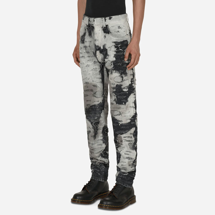 Details for 지방시 FW22 페인트 디스트레스드 슬림 핏 블랙 진 남성용 BM50ST5Y33-116