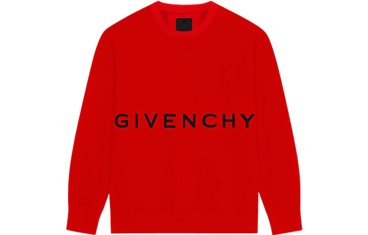 Givenchy FW22 Red Crewneck Sweatshirt with Logo Print BMJ0HA3Y8M-600