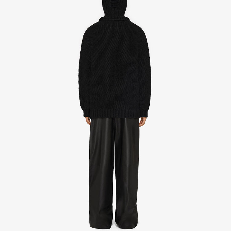 Shop Givenchy FW22 Hoodie Rajut Solid Warna Hitam Pria. BM90JP4YB4-001