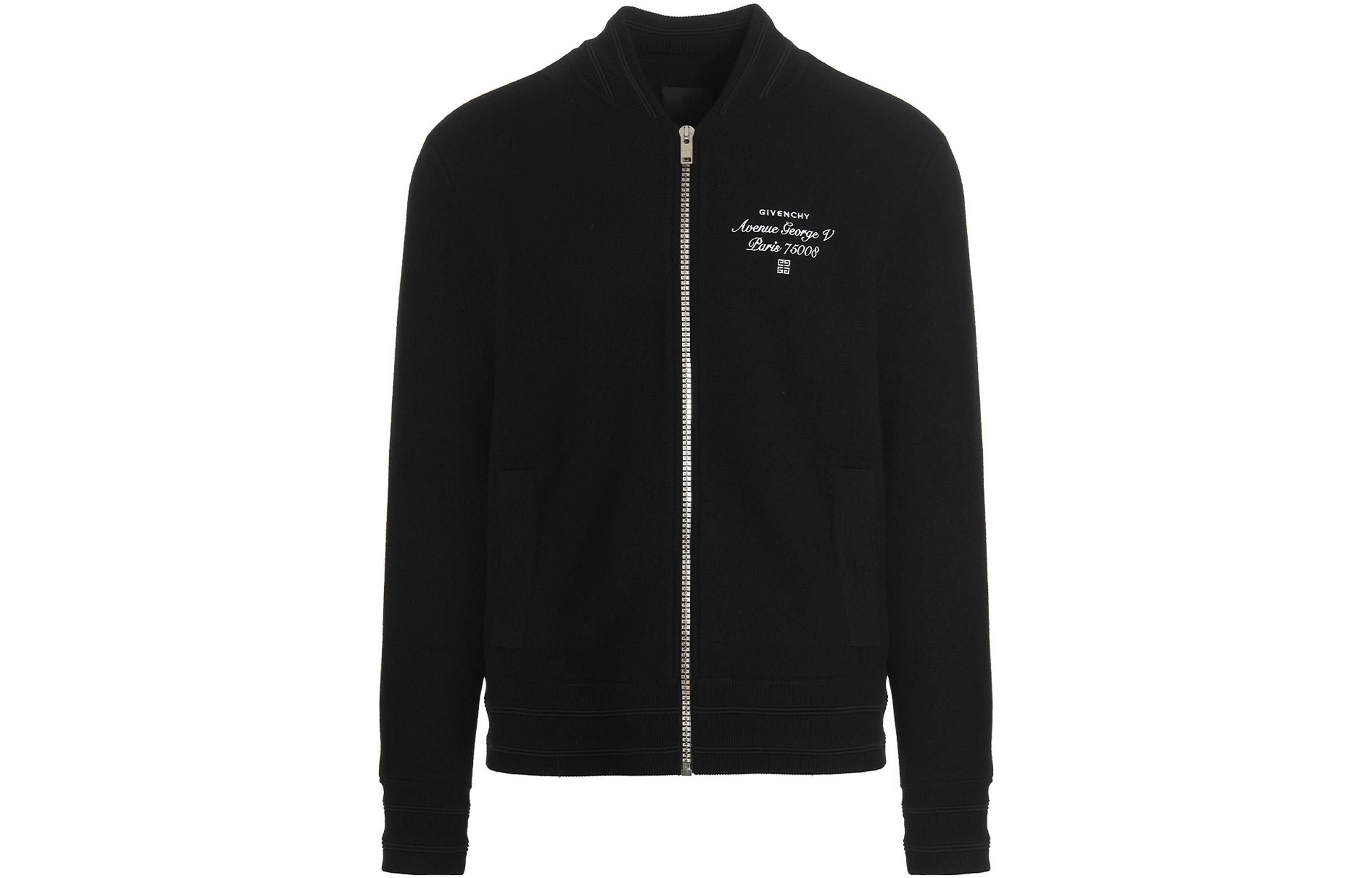 Givenchy FW22 Solid Color Logo Embroidered Zip Jacket Black BM00WP4YAD-001