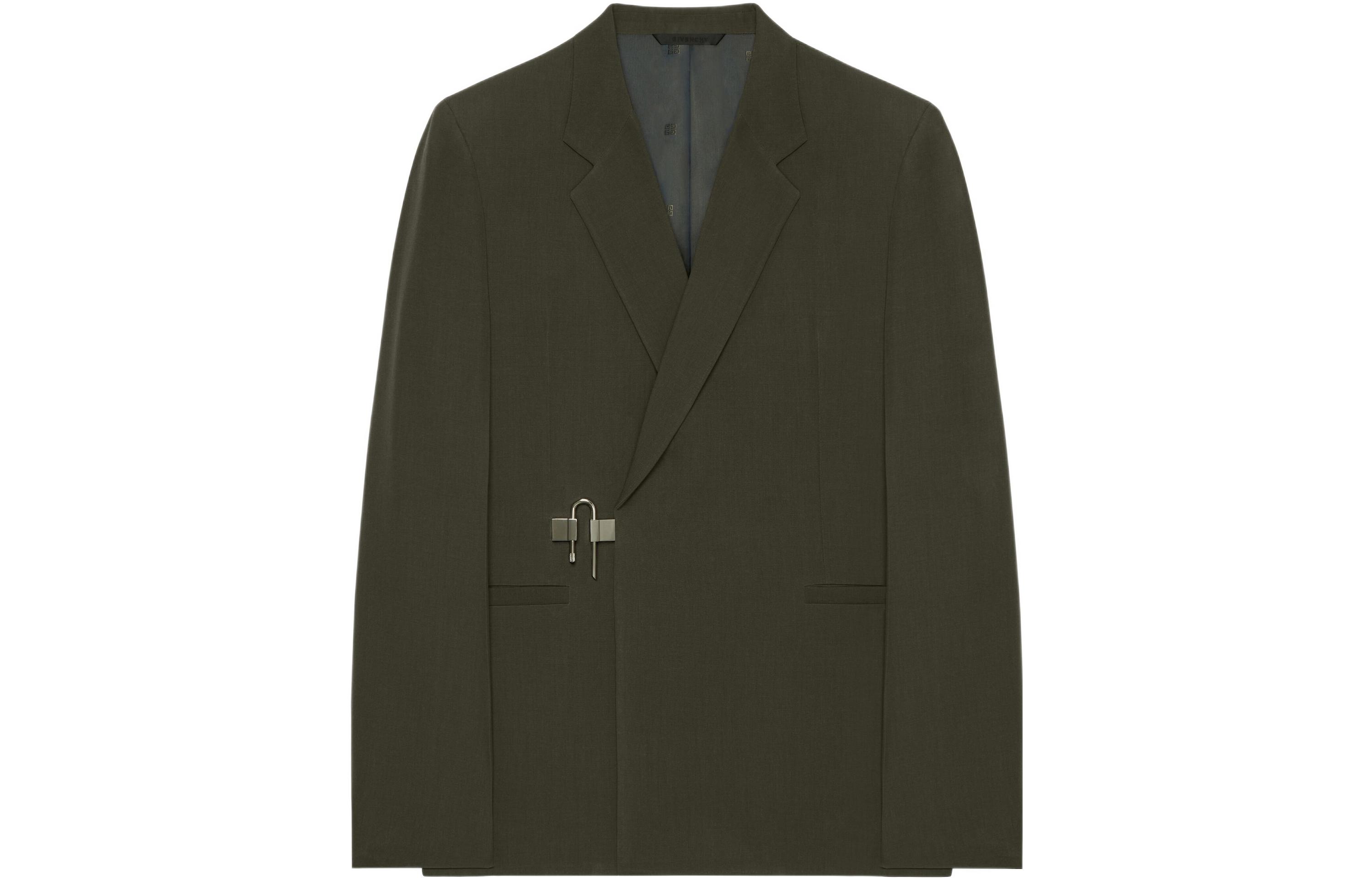 Givenchy FW22 Solid Metal U-Lock Blazer  Military Green. BM30B214DL-309