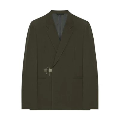 Givenchy FW22 Solid Metal U-Lock Blazer Military Green. BM30B214DL-309