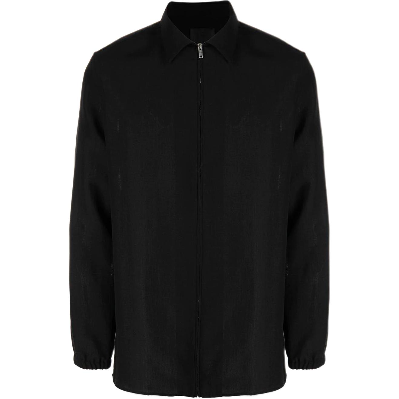Givenchy FW22 Solid Zip-Up Shirt Jacket Long Sleeve Black BM60SN13SQ-001