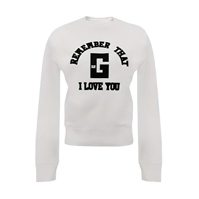 Givenchy FW22 White Crewneck Letter Print Pullover Sweatshirt BWJ0213ZA8-116