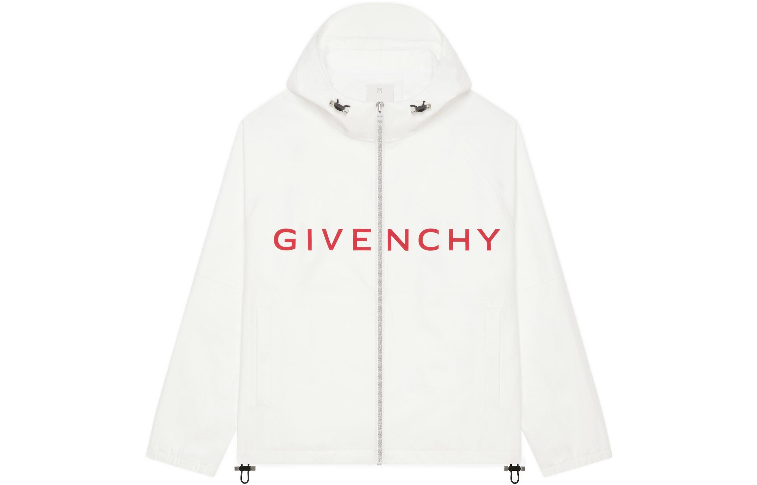 Givenchy FW22 White Zip-Up Hoodie Jacket with Logo Print BM00YD147N-100