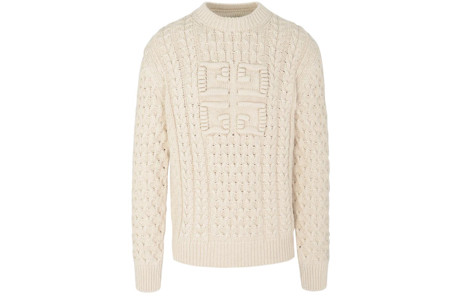 GIVENCHY FW23  Beige Solid Color Crewneck Pullover Long Sleeve Sweater BM90Q24YGJ-156