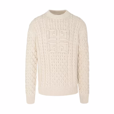 GIVENCHY FW23 Beige Solid Color Crewneck Pullover Long Sleeve Sweater BM90Q24YGJ-156