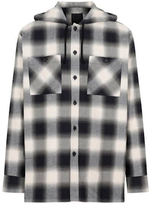 Givenchy FW23 Kemeja Hitam Kotak-Kotak Lengan Panjang dengan Hoodie dan Kancing BM60X-C14UT-156 Order Givenchy FW23 Kemeja Hitam Kotak-Kotak Lengan Panjang dengan Hoodie dan Kancing BM60X-C14UT-156