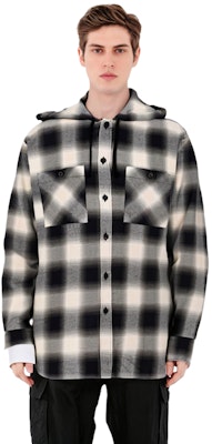 Givenchy FW23 Kemeja Hitam Kotak-Kotak Lengan Panjang dengan Hoodie dan Kancing BM60X-C14UT-156 Shop Givenchy FW23 Kemeja Hitam Kotak-Kotak Lengan Panjang dengan Hoodie dan Kancing BM60X-C14UT-156