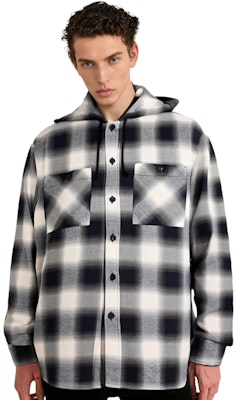 Givenchy FW23 Kemeja Hitam Kotak-Kotak Lengan Panjang dengan Hoodie dan Kancing BM60X-C14UT-156 Purchase Givenchy FW23 Kemeja Hitam Kotak-Kotak Lengan Panjang dengan Hoodie dan Kancing BM60X-C14UT-156