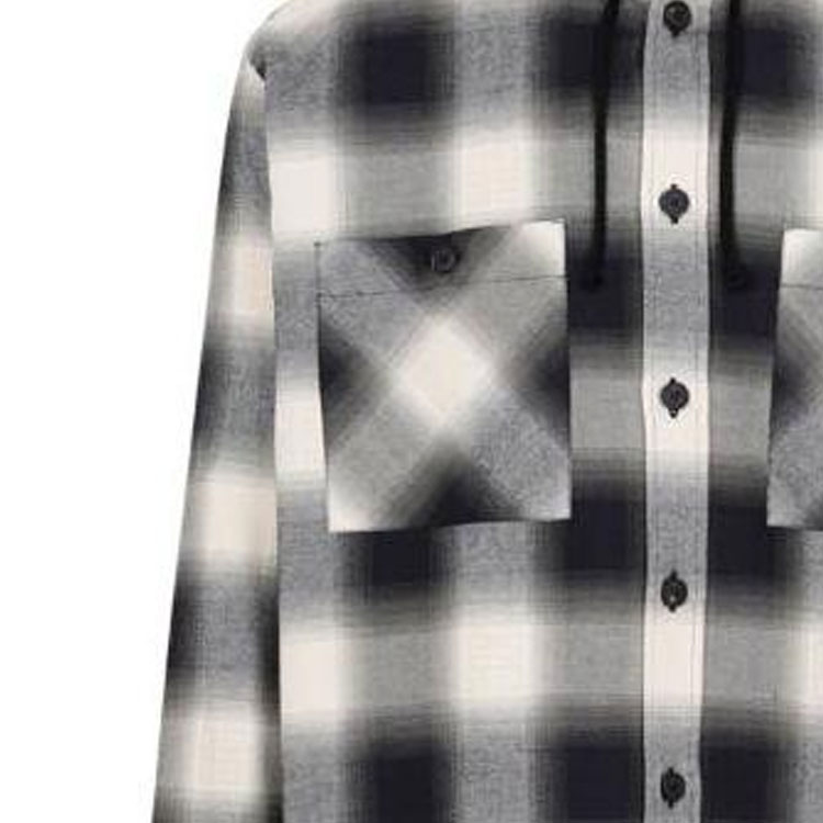 Sizing Givenchy FW23 Kemeja Hitam Kotak-Kotak Lengan Panjang dengan Hoodie dan Kancing BM60X-C14UT-156