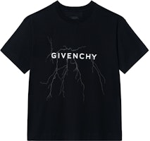 GIVENCHY FW23 Black Lightning Logo Print Crewneck T-Shirt. BM71JB3YJ9-001 GIVENCHY FW23 Black Lightning Logo Print Crewneck T-Shirt. BM71JB3YJ9-001