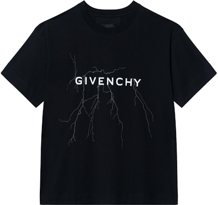 지방시 FW23 블랙 라이트닝 로고 프린트 크루넥 티셔츠. BM71JB3YJ9-001 Order 지방시 FW23 블랙 라이트닝 로고 프린트 크루넥 티셔츠. BM71JB3YJ9-001