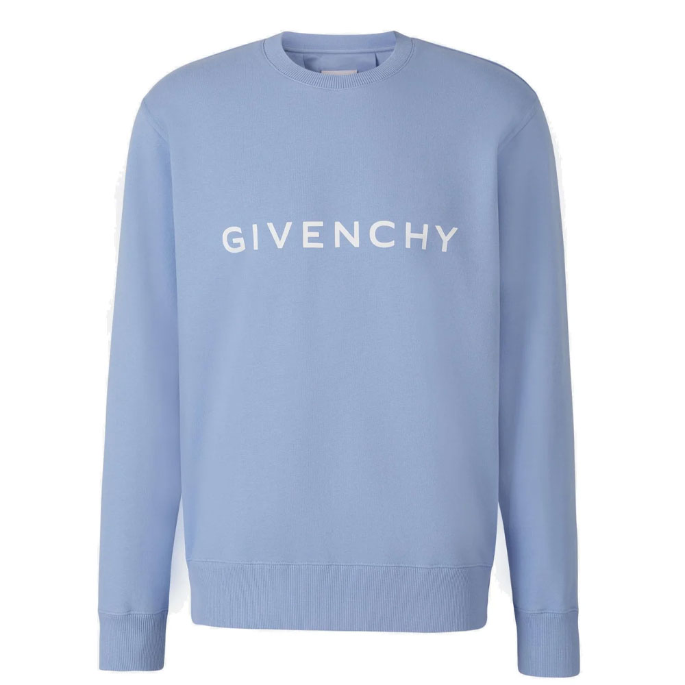 GIVENCHY FW23  Blue Sweatshirt with Solid Logo Letter Print. BMJ0HA3YAC-452