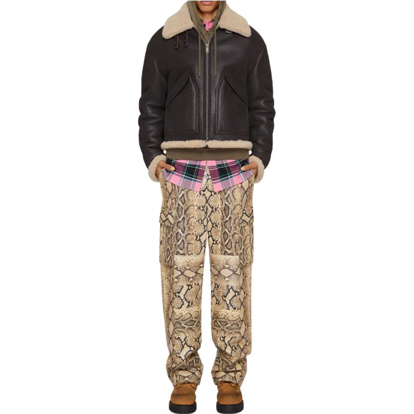 Lookbook 纪梵希 FW23 棕色皮夹克 羊羔毛领 拉链口袋 BM014361FL-201