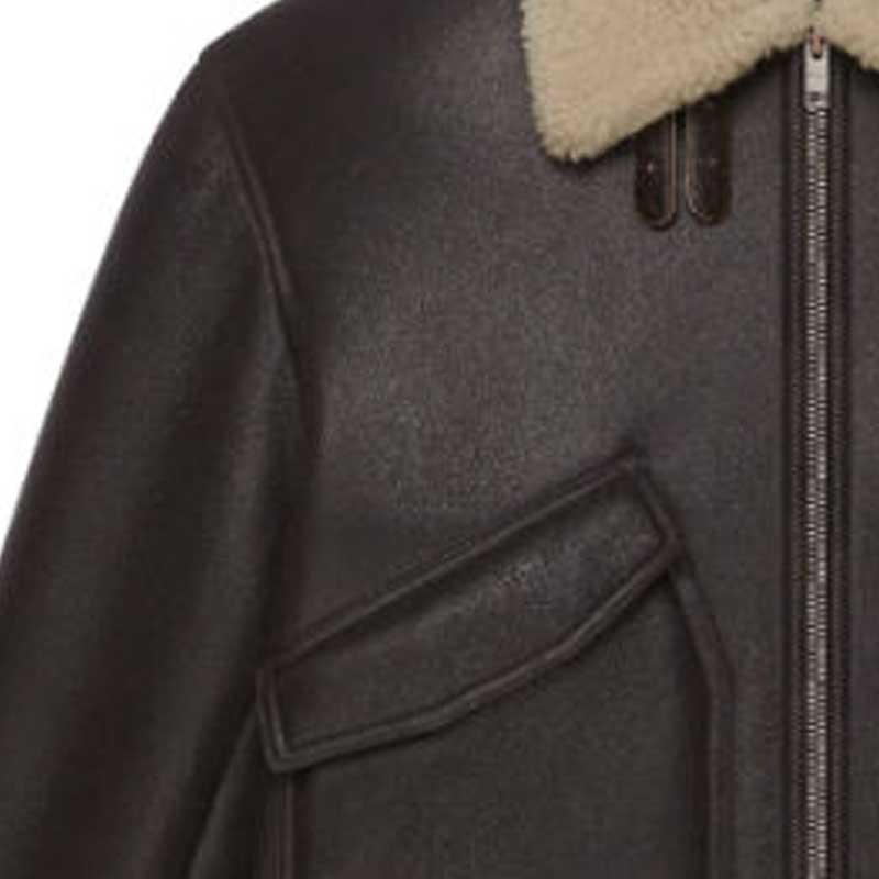 Sizing 纪梵希 FW23 棕色皮夹克 羊羔毛领 拉链口袋 BM014361FL-201