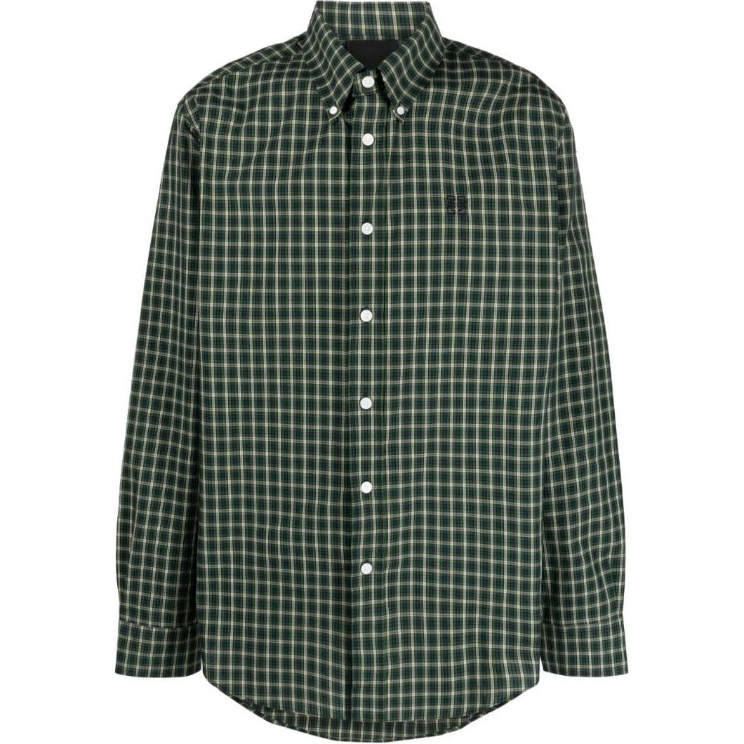 Givenchy FW23  Green Plaid Button-Up Long Sleeve Shirt. BM60Y114Y0-960
