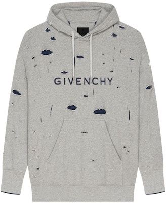 Givenchy FW23 灰色拼接字母印花做舊連帽衫 BMJ0JE3YK1-063 Buy Givenchy FW23 灰色拼接字母印花做舊連帽衫 BMJ0JE3YK1-063