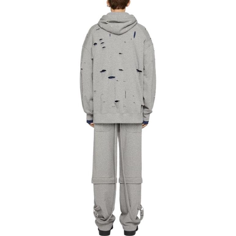 Shop Givenchy FW23 灰色拼接字母印花做舊連帽衫 BMJ0JE3YK1-063