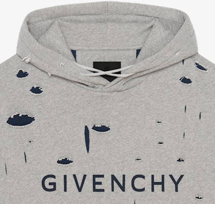 Givenchy FW23 灰色拼接字母印花做舊連帽衫 BMJ0JE3YK1-063 Details for Givenchy FW23 灰色拼接字母印花做舊連帽衫 BMJ0JE3YK1-063