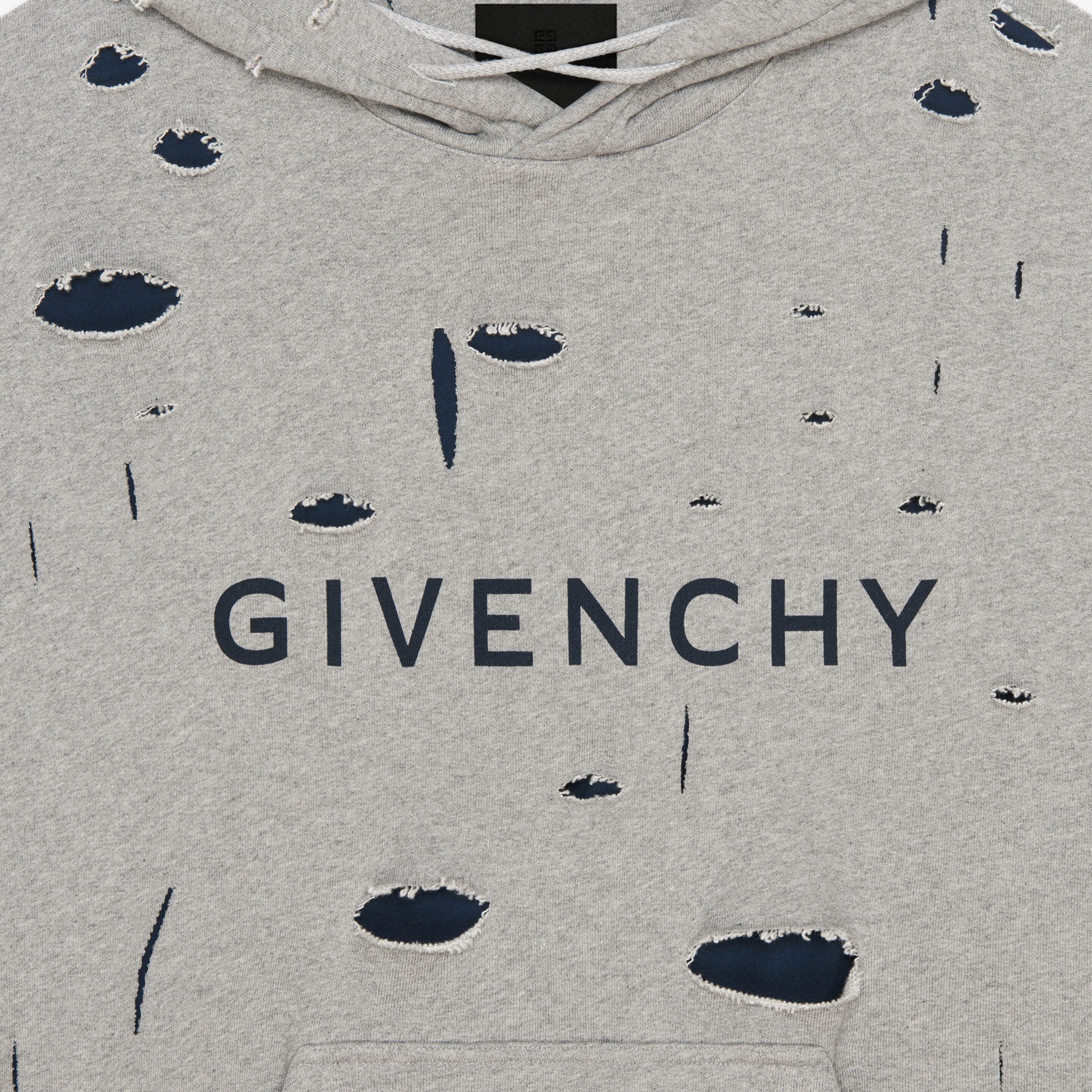 Sizing Givenchy FW23 灰色拼接字母印花做舊連帽衫 BMJ0JE3YK1-063