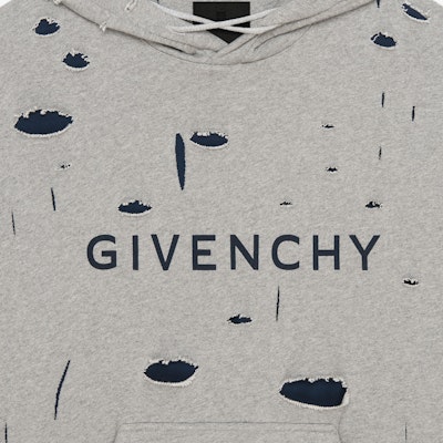 Givenchy FW23 灰色拼接字母印花做舊連帽衫 BMJ0JE3YK1-063 Sizing Givenchy FW23 灰色拼接字母印花做舊連帽衫 BMJ0JE3YK1-063
