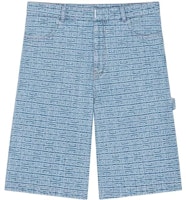 GIVENCHY FW23 Light Blue Logo Print Mid-Waist Straight Denim Shorts BM519C50P9-452 GIVENCHY FW23 Light Blue Logo Print Mid-Waist Straight Denim Shorts BM519C50P9-452