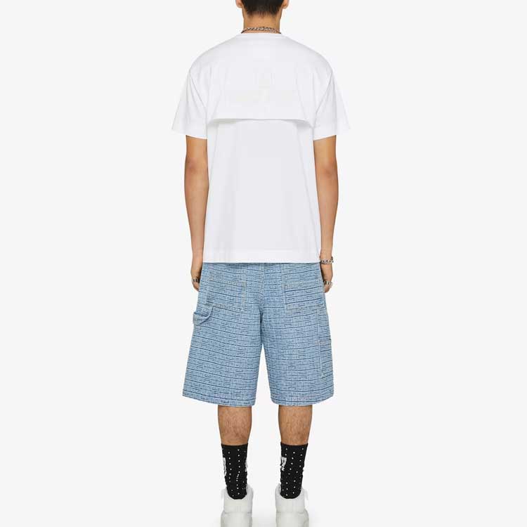 Shop 纪梵希 FW23 浅蓝色印花中腰直筒牛仔短裤 BM519C50P9-452