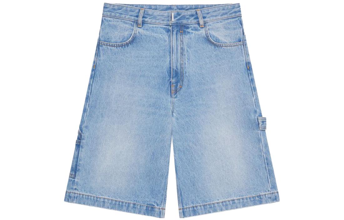 GIVENCHY FW23  Light Blue Washed Denim Shorts with Pockets. BM519C5Y6Q-452