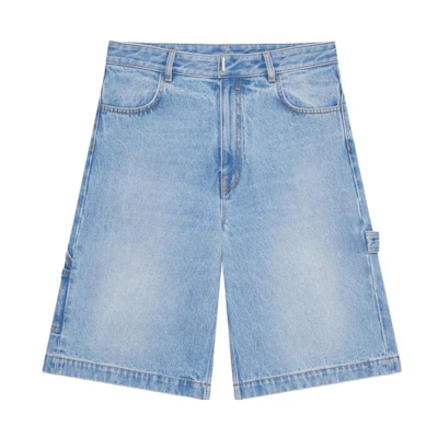 GIVENCHY FW23 Light Blue Washed Denim Shorts with Pockets. BM519C5Y6Q-452