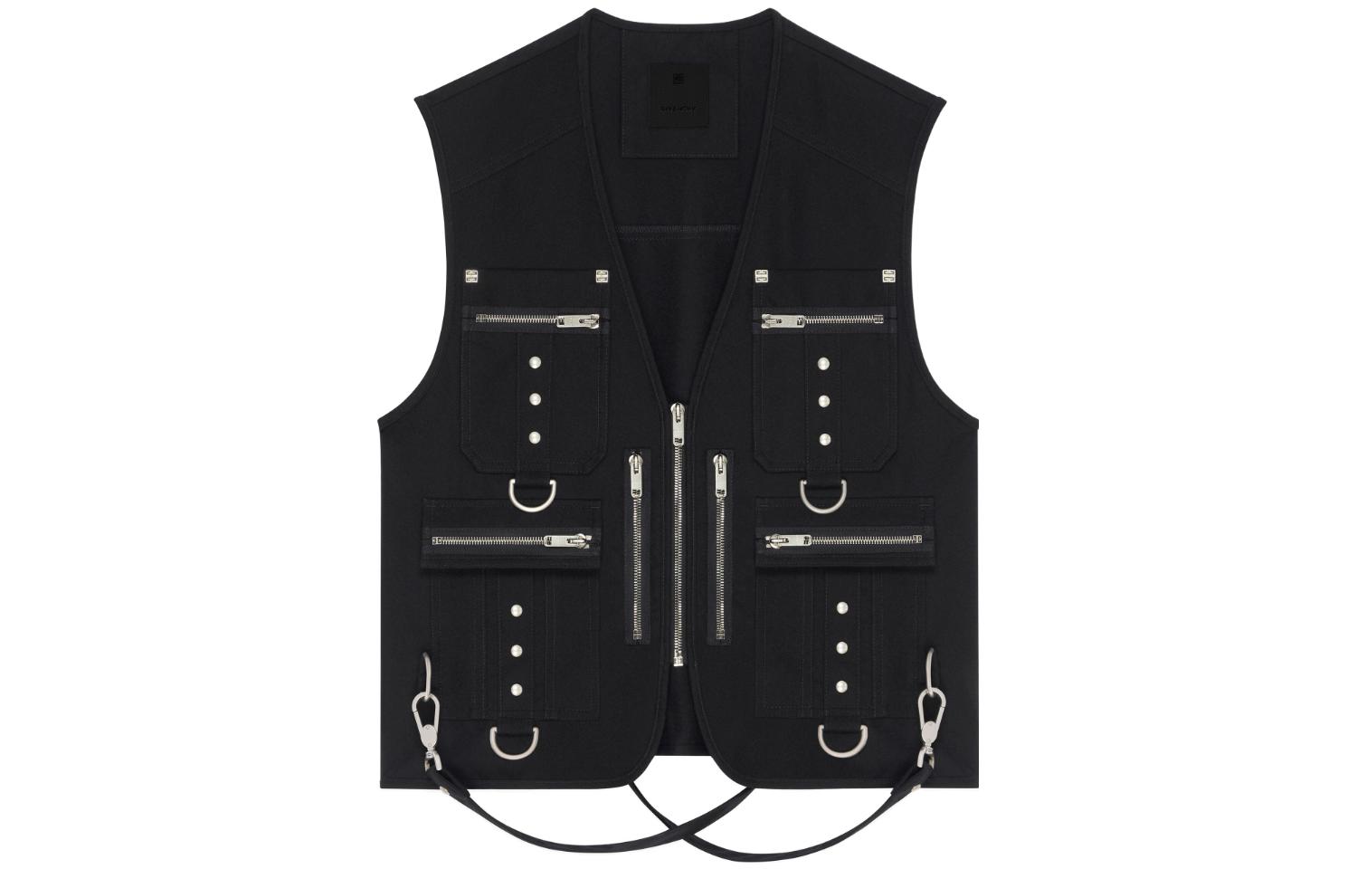 Order GIVENCHY FW23  Multi-Pocket V-Neck Zipper Vest Black BM013T14XM-001