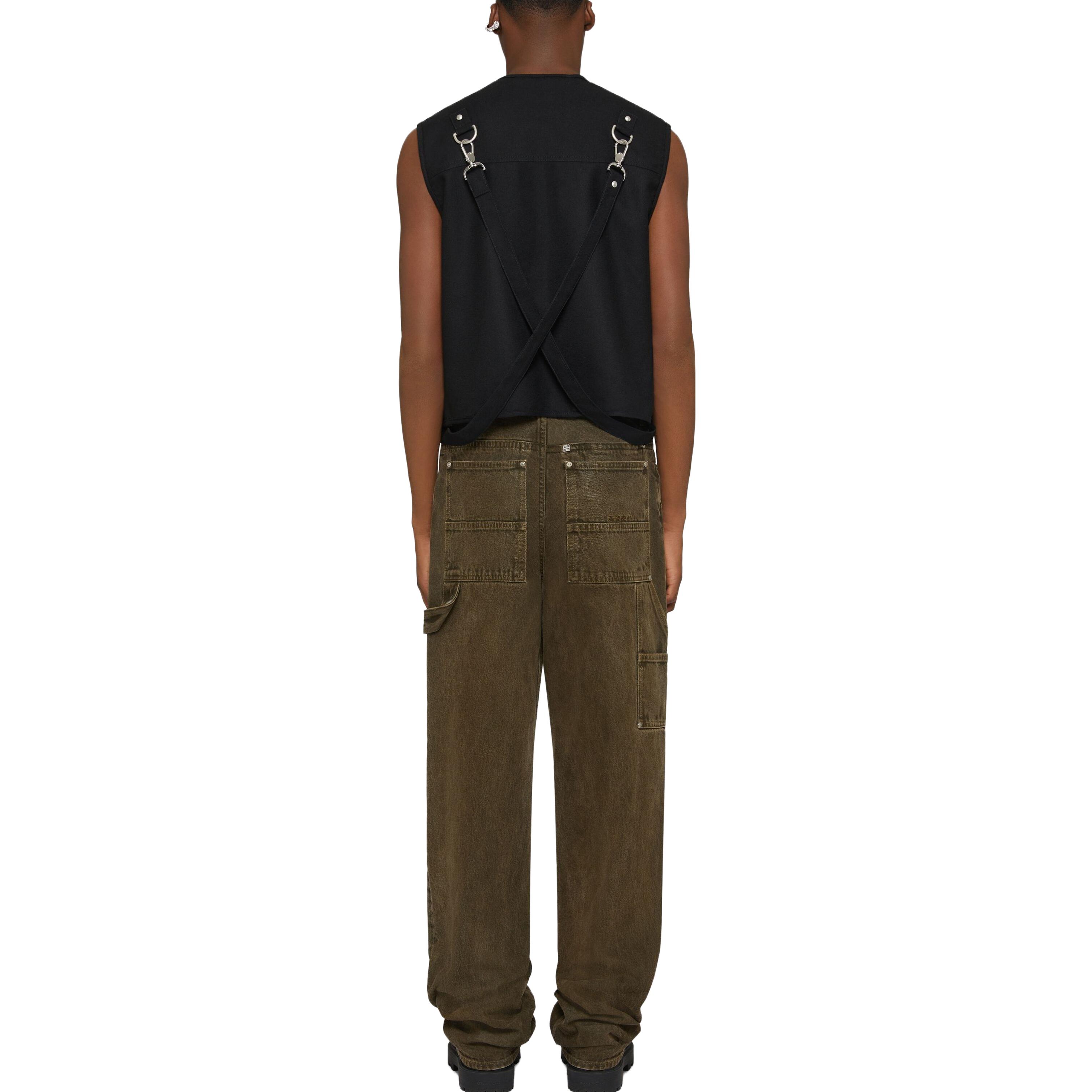 Shop GIVENCHY FW23  Multi-Pocket V-Neck Zipper Vest Black BM013T14XM-001