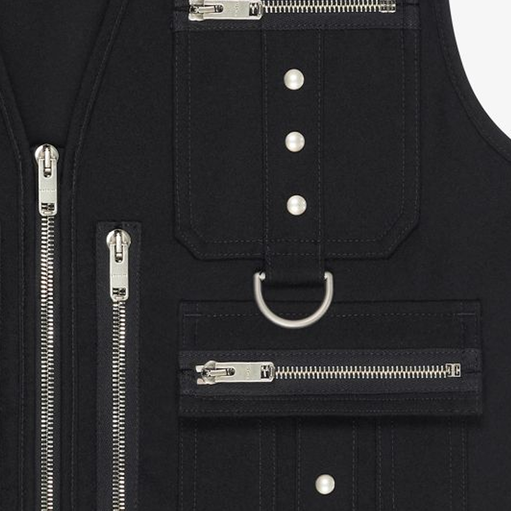 Details for GIVENCHY FW23  Multi-Pocket V-Neck Zipper Vest Black BM013T14XM-001