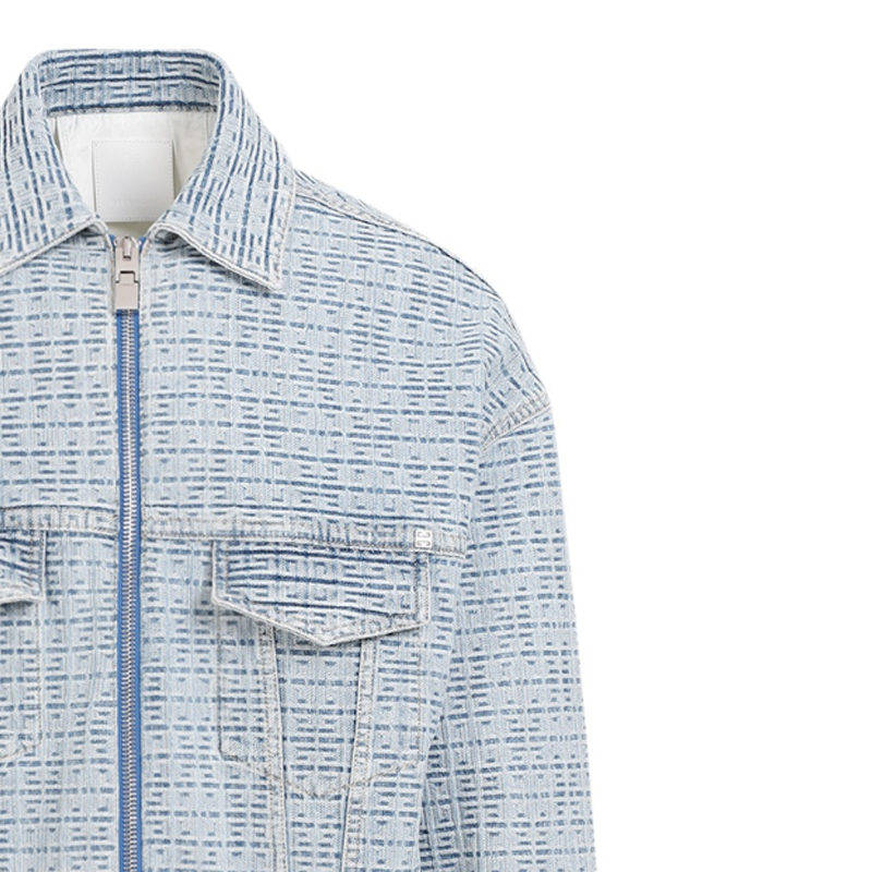 Shop 지방시 FW23 올오버 프린트 스퀘어넥 재킷 남성 블루 BM012N50P9-452