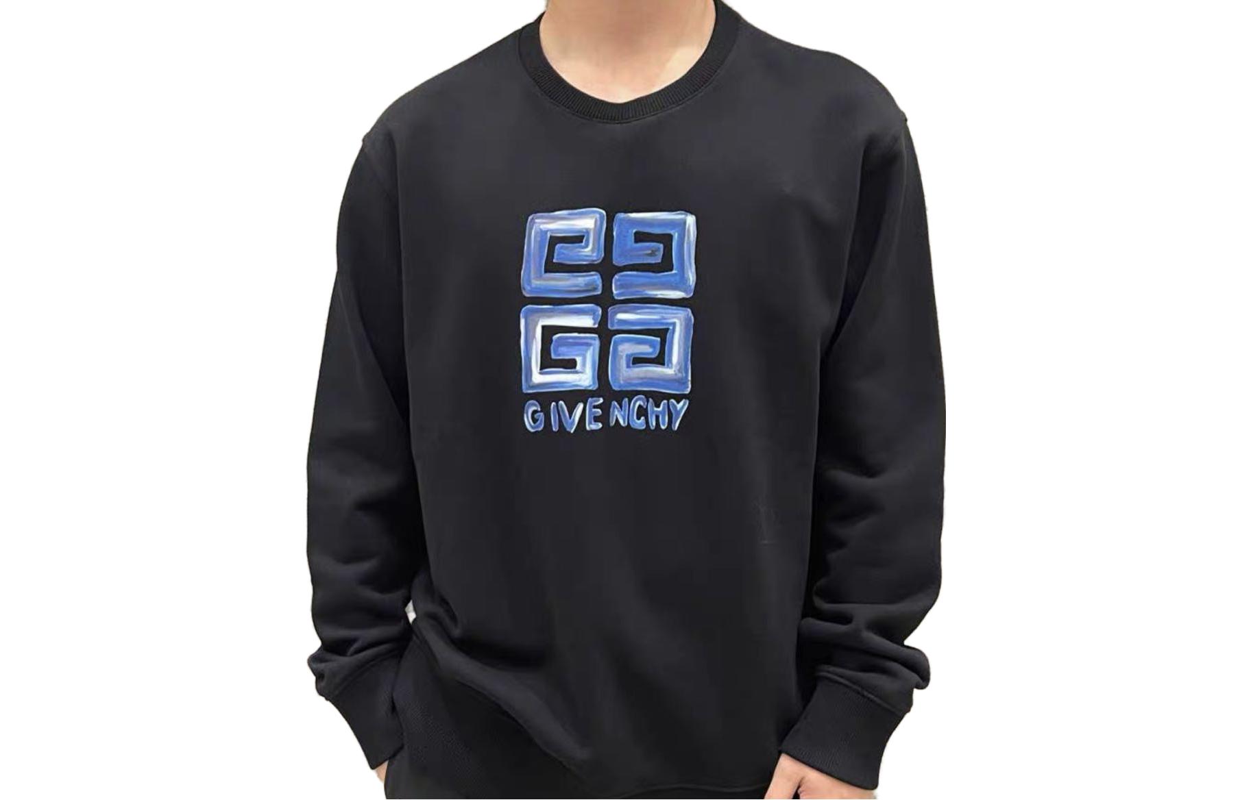 Order Givenchy FW23 黑色圓領衛衣印有標誌設計 BMJ0HA3YCT-001